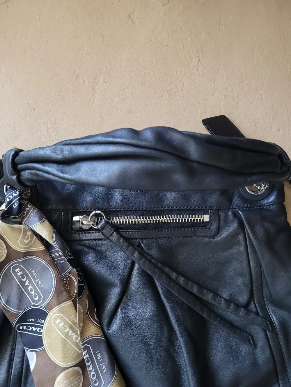 Coach Parker Pleated Black Leather Convertible Crossbody Shoulder Bag